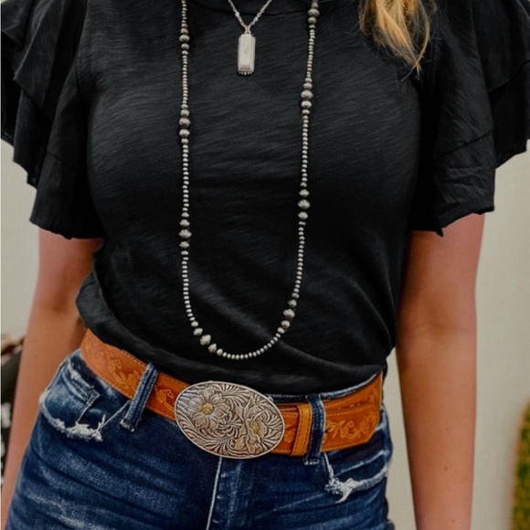 NEW (No Brand) Women’s Black Ruffle Short Sleeve | Size M - Picture 5 of 10